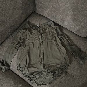 Olive green long sleeve top